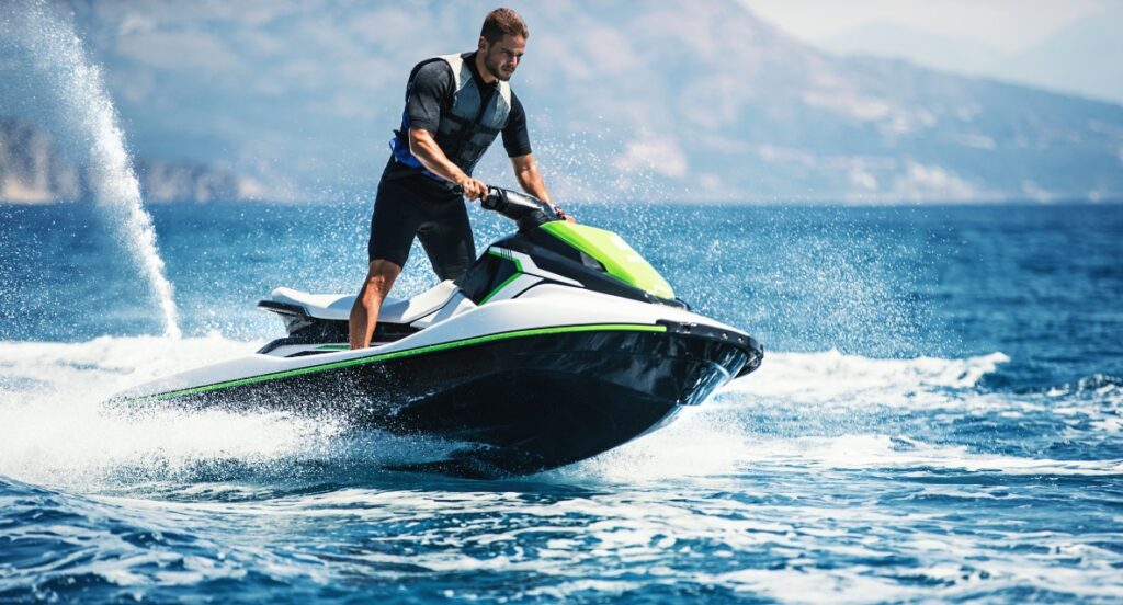 riding a jet ski