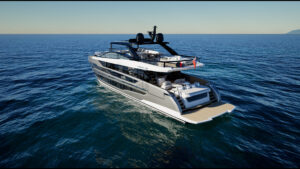 Pearl 100 Hybrid Exterior - Aerial Side port Aft