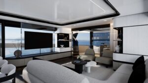 Pearl 100 Hybrid Saloon looking aft
