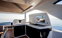 Luxurious 2023 Pearl 62 yacht interior with modern design and ocean view.